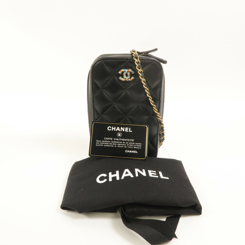 CHANEL 羊皮皮革Phone Bag鏈帶肩背袋-10