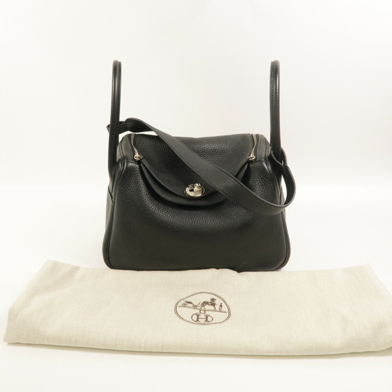 HERMES Clemence皮革Lindy 26手挽肩背兩用袋Noir-8