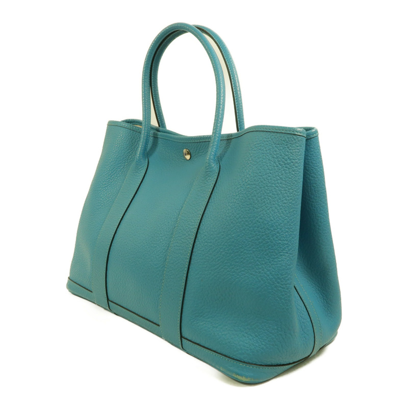 HERMES Clemence皮革Garden Party PM手挽袋Turquoise-2