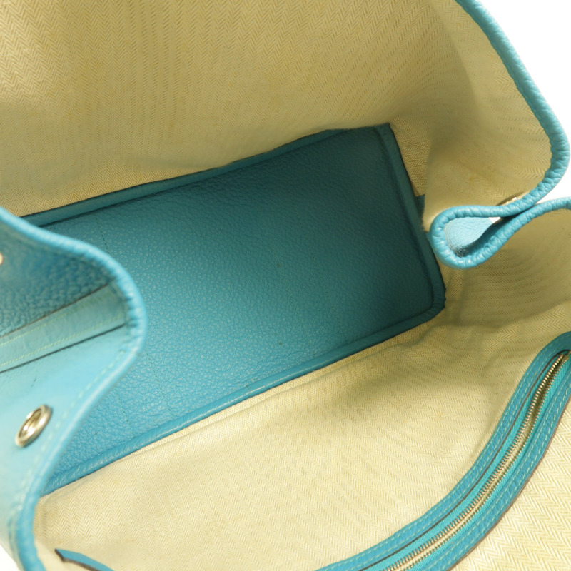 HERMES Clemence皮革Garden Party PM手挽袋Turquoise-4