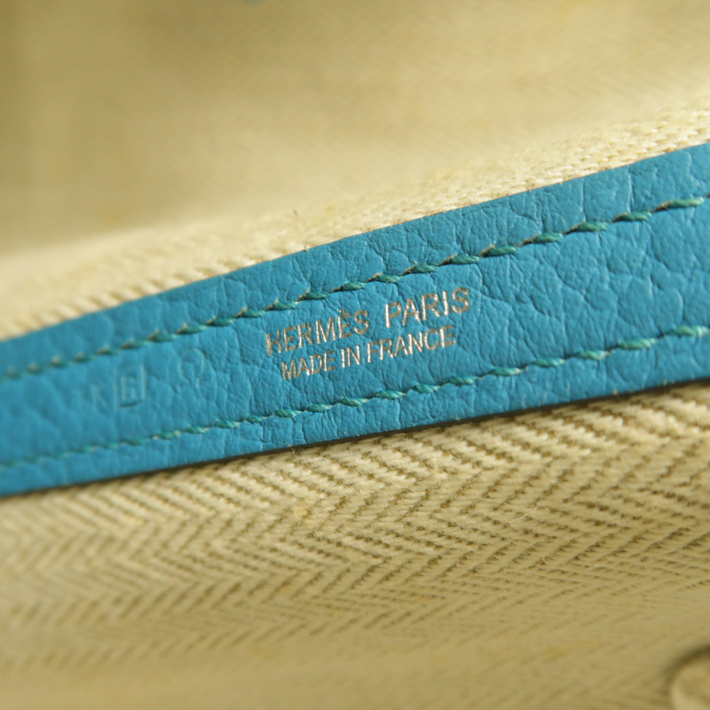 HERMES Clemence皮革Garden Party PM手挽袋Turquoise-5