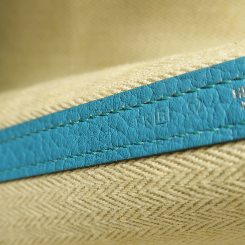 HERMES Clemence皮革Garden Party PM手挽袋Turquoise-6