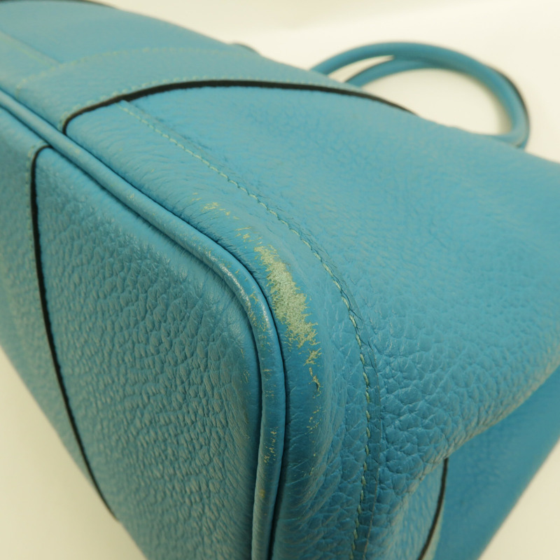 HERMES Clemence皮革Garden Party PM手挽袋Turquoise-8