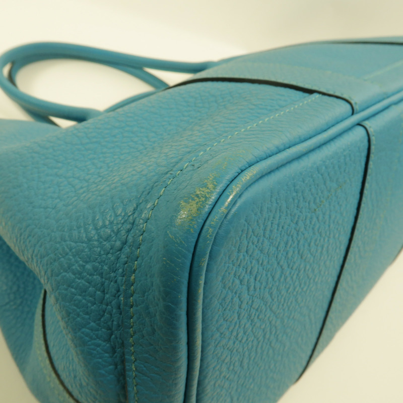 HERMES Clemence皮革Garden Party PM手挽袋Turquoise-9