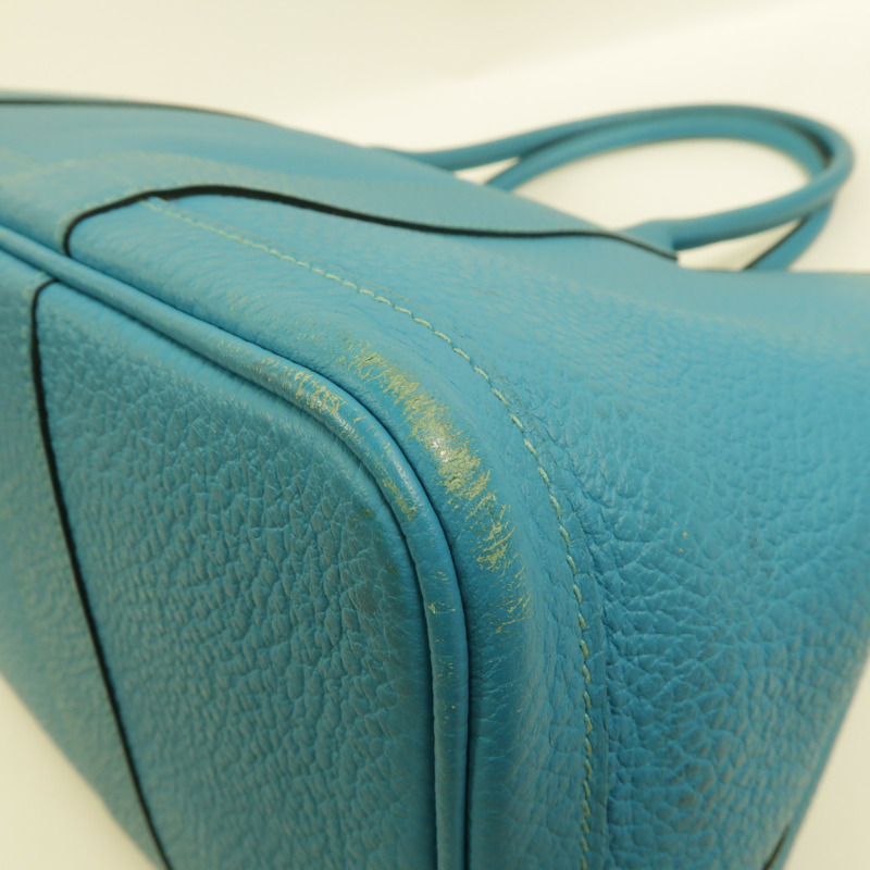 HERMES Clemence皮革Garden Party PM手挽袋Turquoise-10