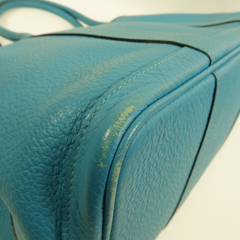 HERMES Clemence皮革Garden Party PM手挽袋Turquoise-11