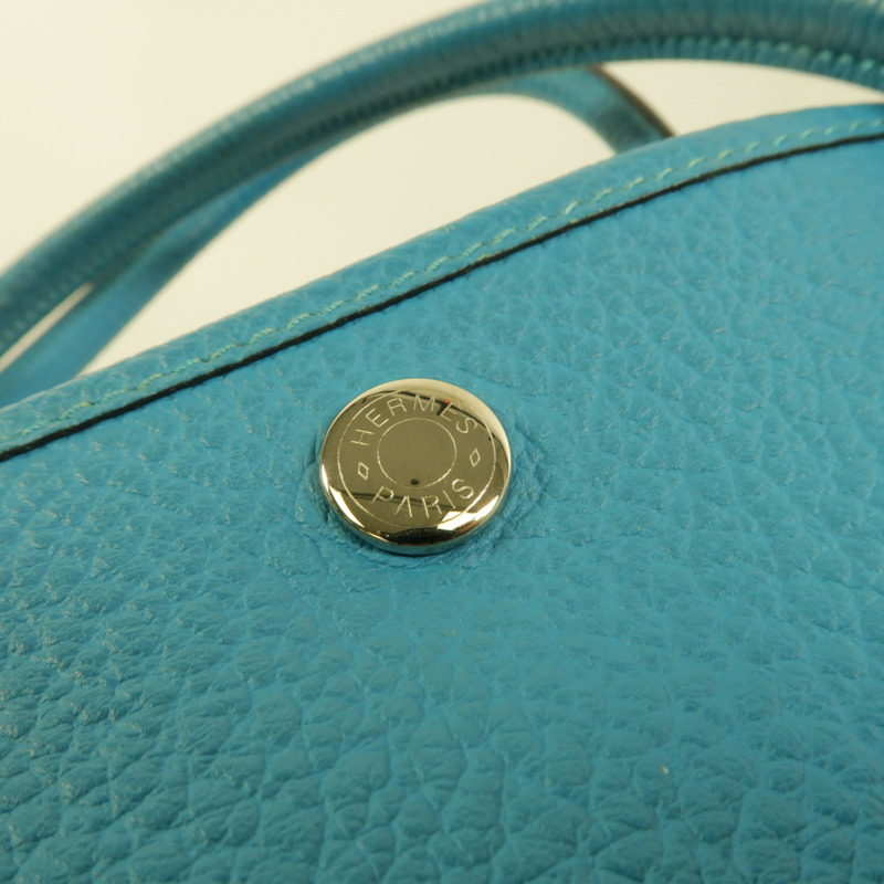 HERMES Clemence皮革Garden Party PM手挽袋Turquoise-12