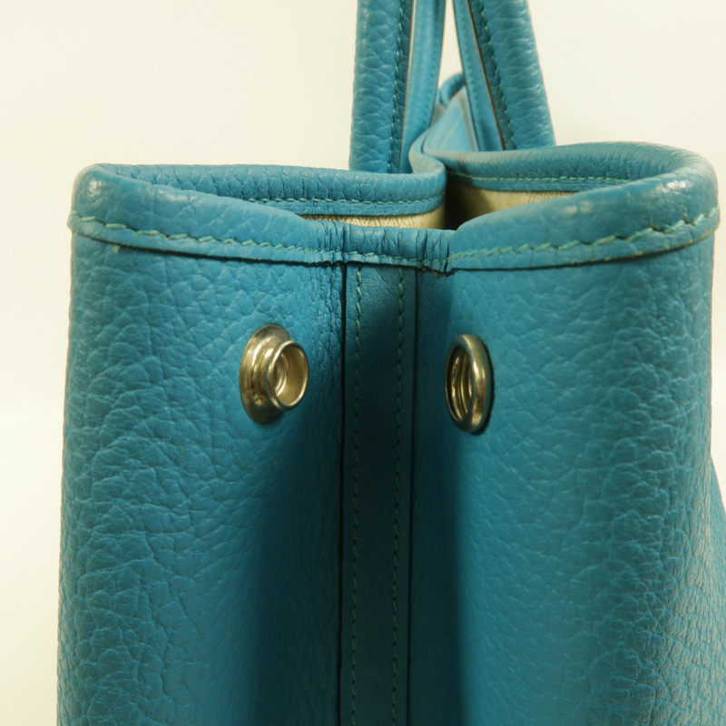 HERMES Clemence皮革Garden Party PM手挽袋Turquoise-13
