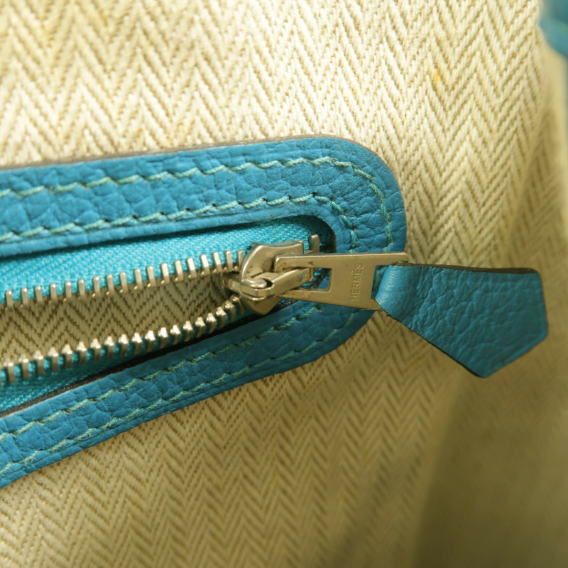HERMES Clemence皮革Garden Party PM手挽袋Turquoise-15