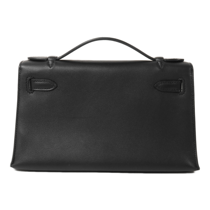 HERMES Swift皮革Kelly Pochette手挽袋Noir-1
