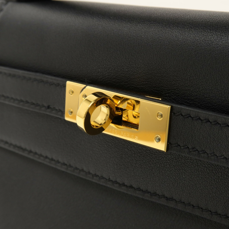 HERMES Swift皮革Kelly Pochette手挽袋Noir-9
