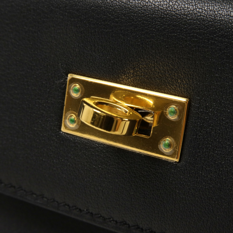 HERMES Swift皮革Kelly Pochette手挽袋Noir-14