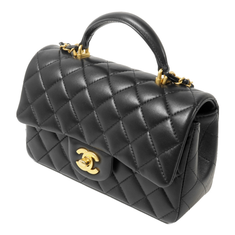 CHANEL 羊皮皮革Chain Shoulder鏈帶手挽肩背兩用袋-2