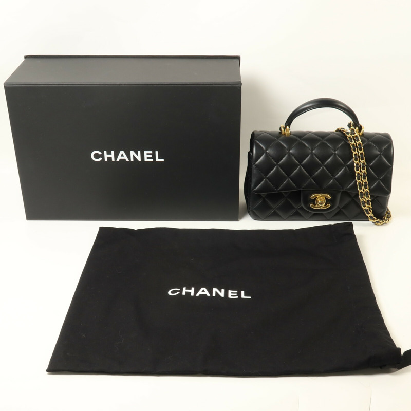 CHANEL 羊皮皮革Chain Shoulder鏈帶手挽肩背兩用袋-8