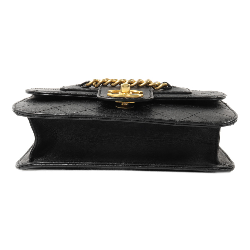 CHANEL 牛皮皮革Front Chain Flap Bag鏈帶肩背袋-3
