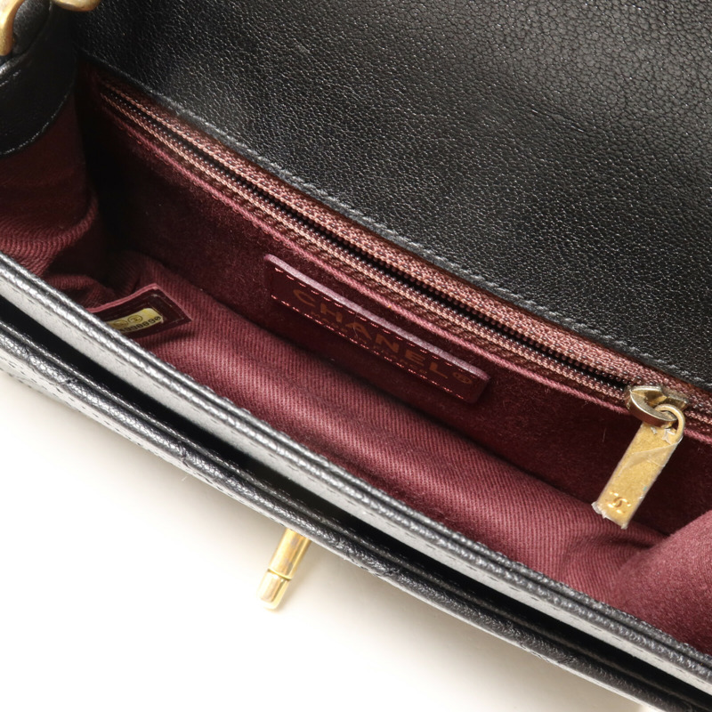 CHANEL 牛皮皮革Front Chain Flap Bag鏈帶肩背袋-4