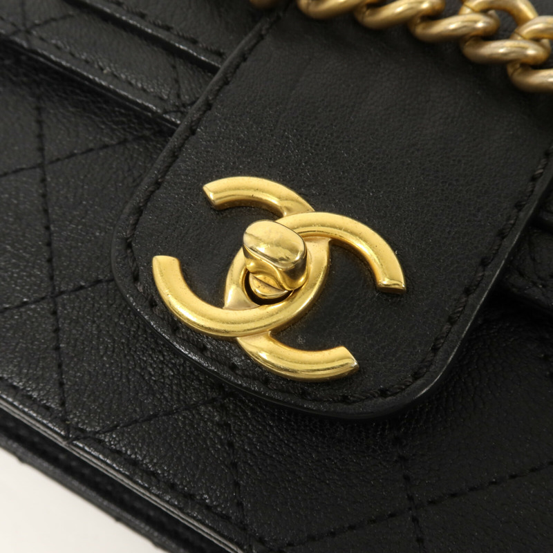 CHANEL 牛皮皮革Front Chain Flap Bag鏈帶肩背袋-10