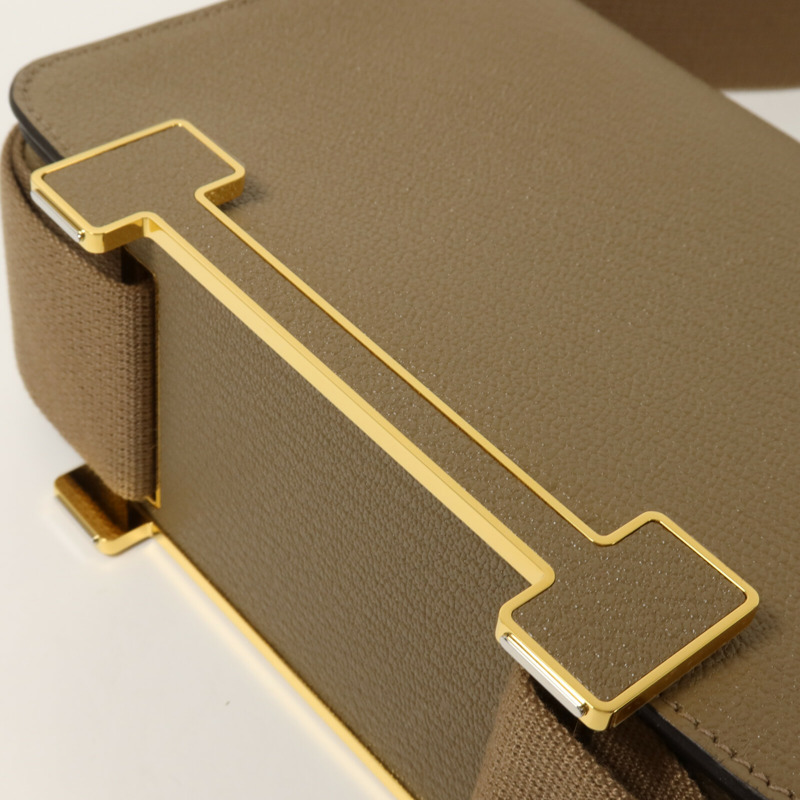 HERMES Chevre皮革Geta肩背袋Etoupe-9