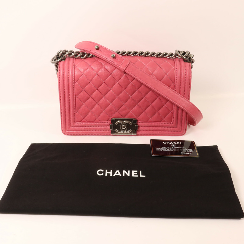 CHANEL 牛皮皮革Boy 25鏈帶肩背袋-9