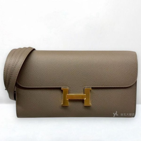 A13079-HERMES Constance To Go 8F錫器灰Epsom牛皮金釦肩背包-0