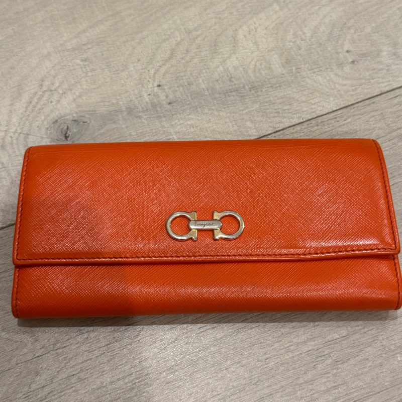 Ferragamo 橘色長夾-0
