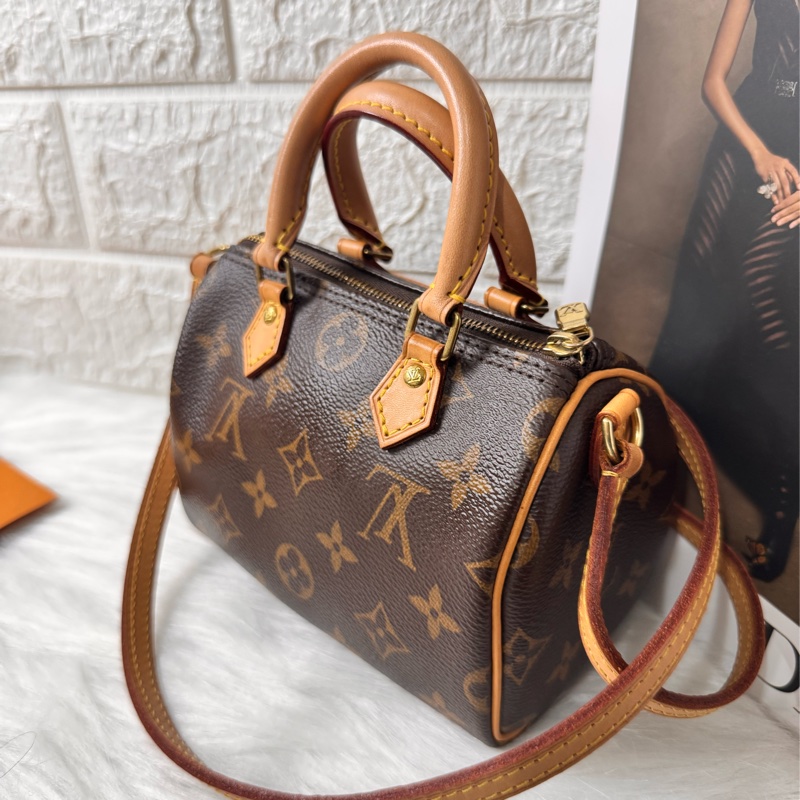 LV M61252經典NANO SPEEDY Monogram帆布印花手提/斜背包-1