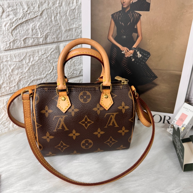 LV M61252經典NANO SPEEDY Monogram帆布印花手提/斜背包-3