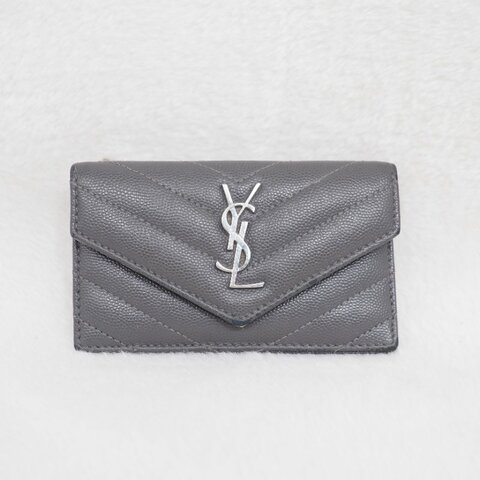 YSL 深灰色銀色卡包