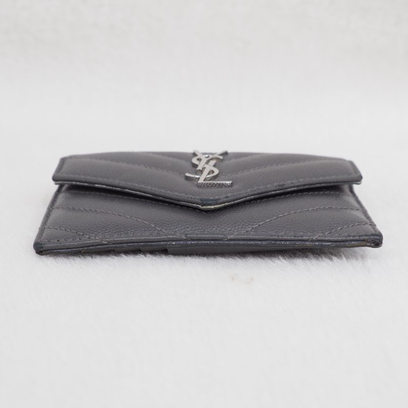YSL 深灰色銀色卡包-3
