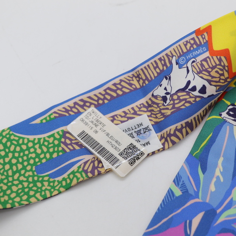 Hermès 愛馬仕 Twilly En Liberte 彩色 小狗 063911S 06 長絲巾