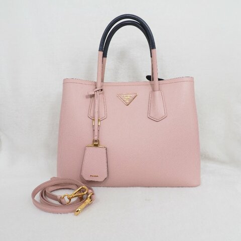 PRADA 粉紅色金扣兩用包