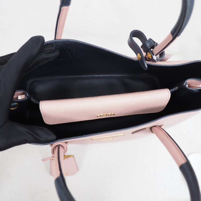 PRADA 粉紅色金扣兩用包-9
