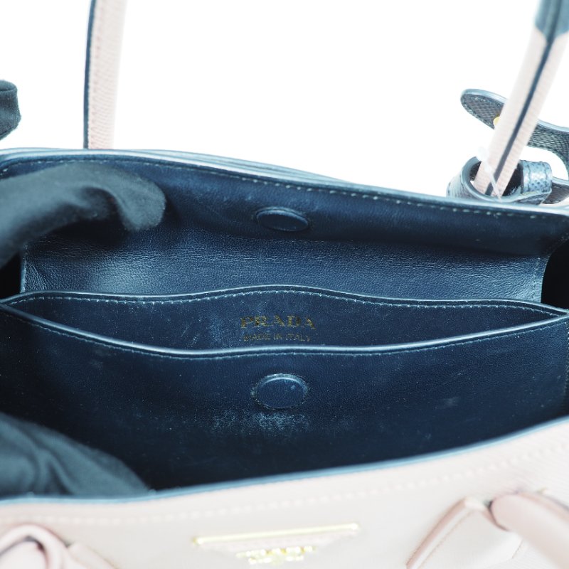 PRADA 粉紅色金扣兩用包-12