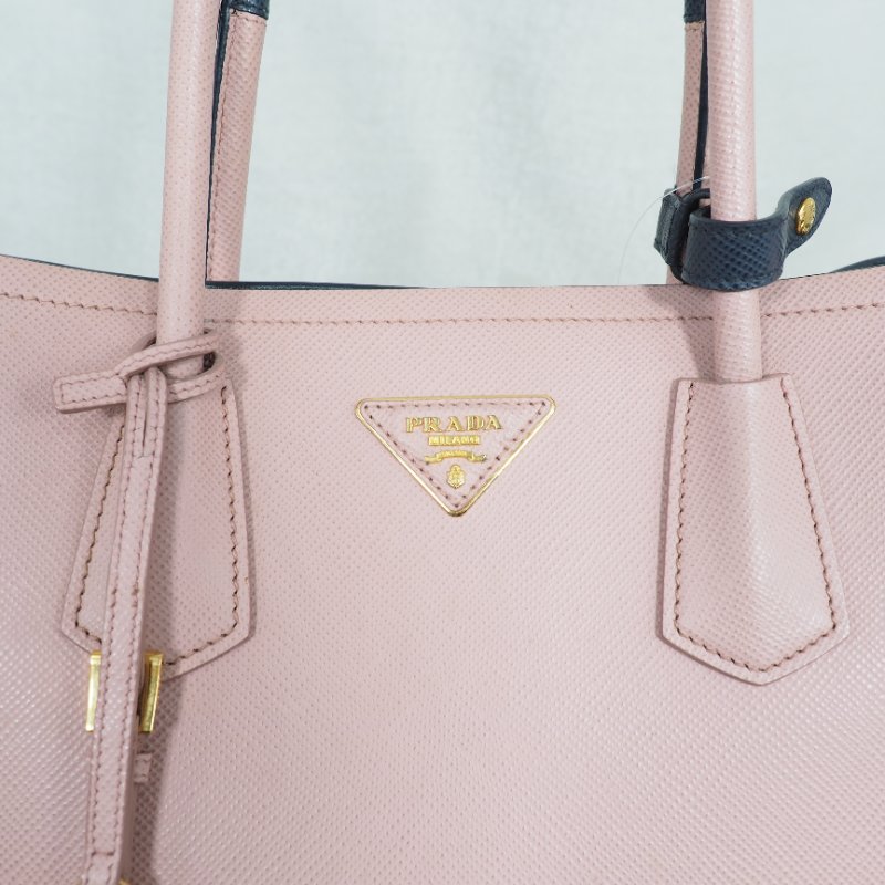 PRADA 粉紅色金扣兩用包-16