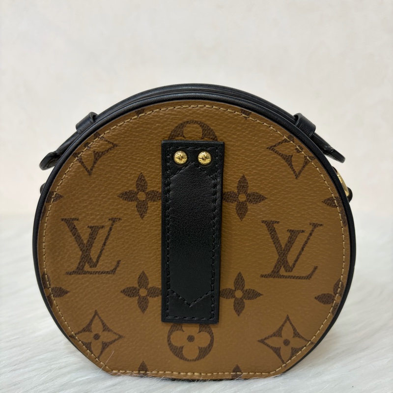 LV M83614 黑皮 原花 Mini Boîte Chapeau 圓餅 手提包 斜背包-2