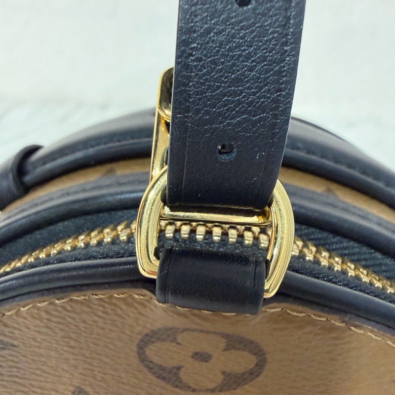 LV M83614 黑皮 原花 Mini Boîte Chapeau 圓餅 手提包 斜背包-10