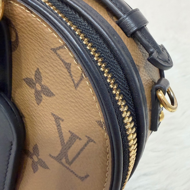 LV M83614 黑皮 原花 Mini Boîte Chapeau 圓餅 手提包 斜背包-29