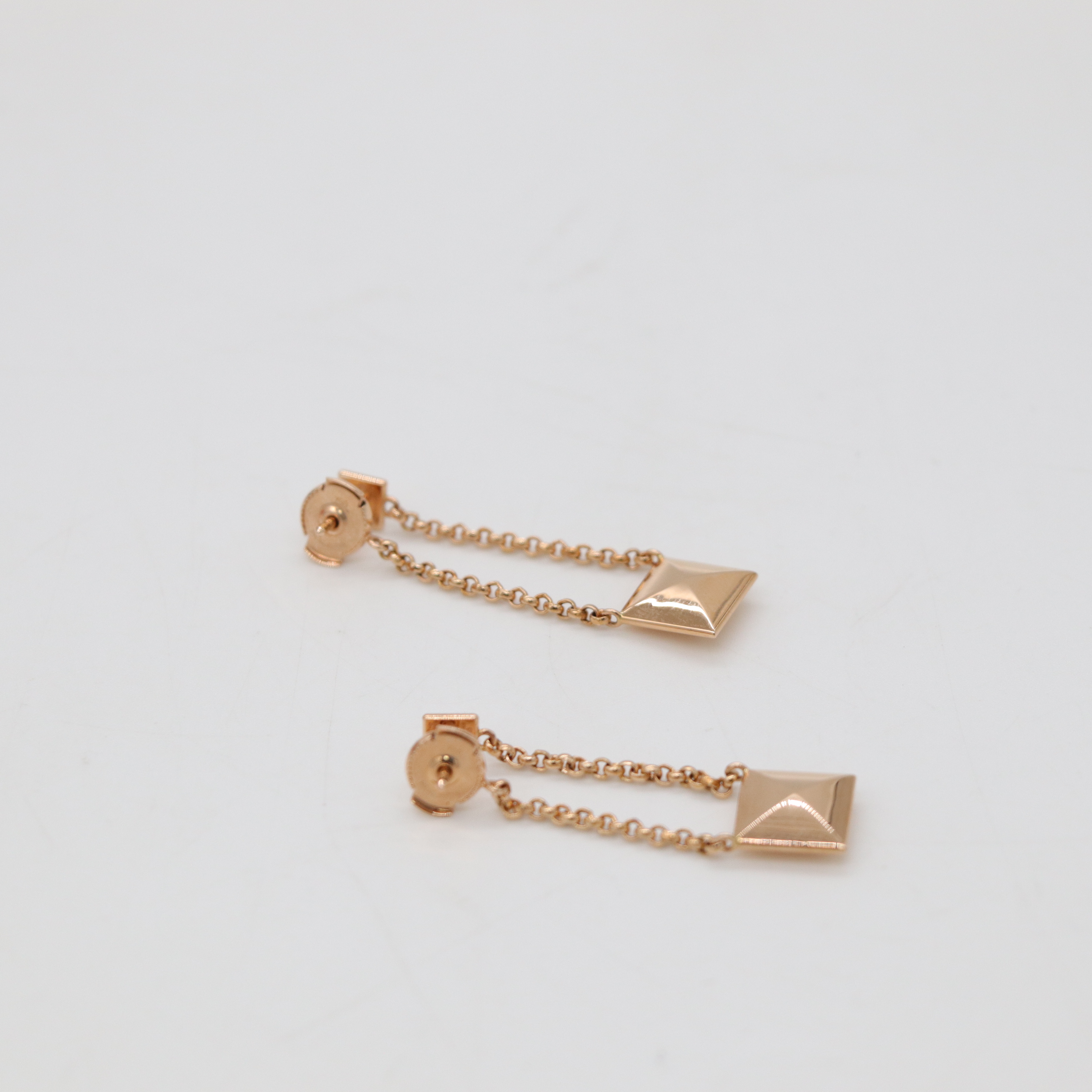 Hermès 愛馬仕 18K 玫瑰金 立體 方塊吊墜 耳飾 耳環-1