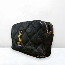 A13059-YSL 黑色菱格小羊皮金釦雙拉鍊相機包608941-2