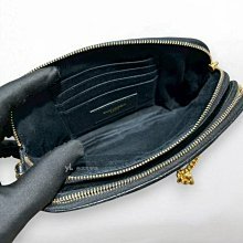 A13059-YSL 黑色菱格小羊皮金釦雙拉鍊相機包608941-5