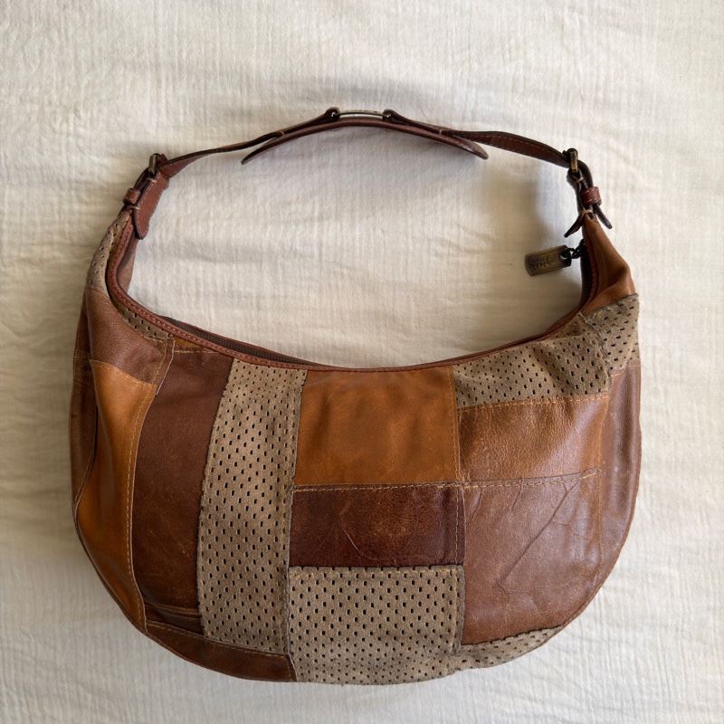Dior John Galliano 時代收藏級中古包 DIOR 迪奧 焦糖拼皮 Hobo 腋下包-1