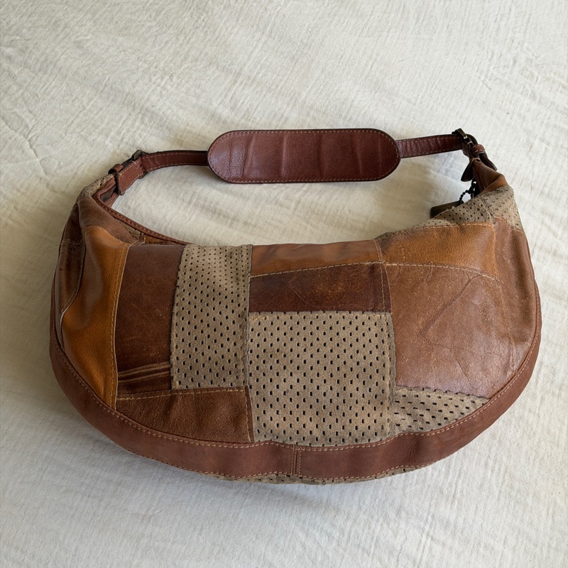 Dior John Galliano 時代收藏級中古包 DIOR 迪奧 焦糖拼皮 Hobo 腋下包-4
