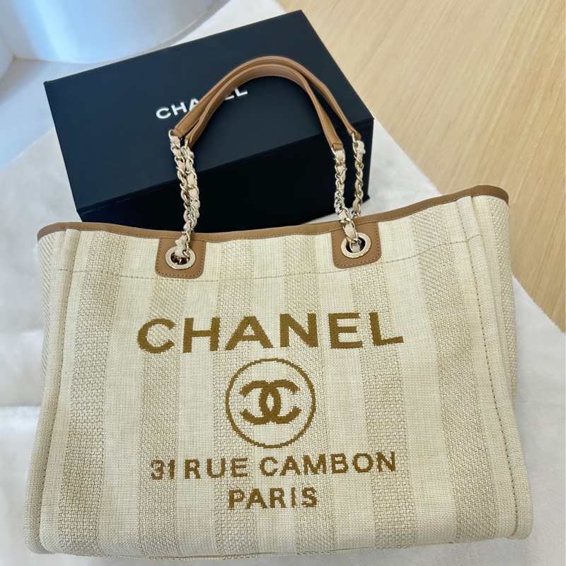 Chanel A67001奶茶色小款沙灘包(29開)-0