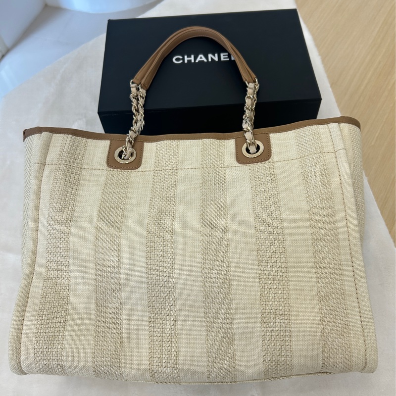 Chanel A67001奶茶色小款沙灘包(29開)-1
