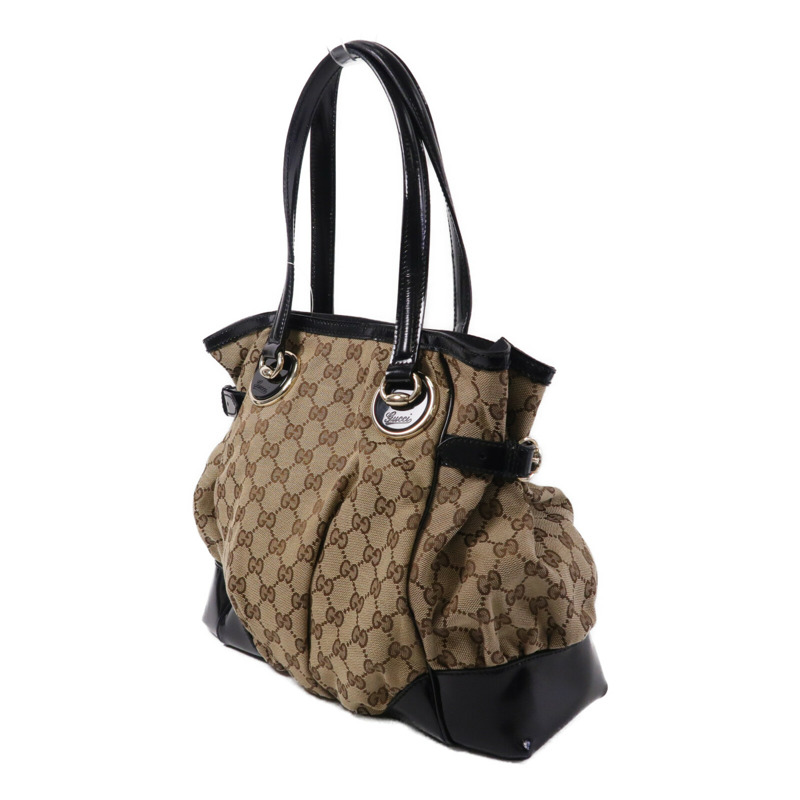 GUCCI 帆布/漆皮皮革Hand Bag手挽袋-2