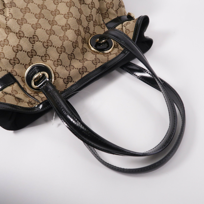 GUCCI 帆布/漆皮皮革Hand Bag手挽袋-5