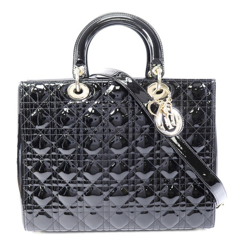 Dior 漆皮皮革Lady Dior Large手挽肩背兩用袋
