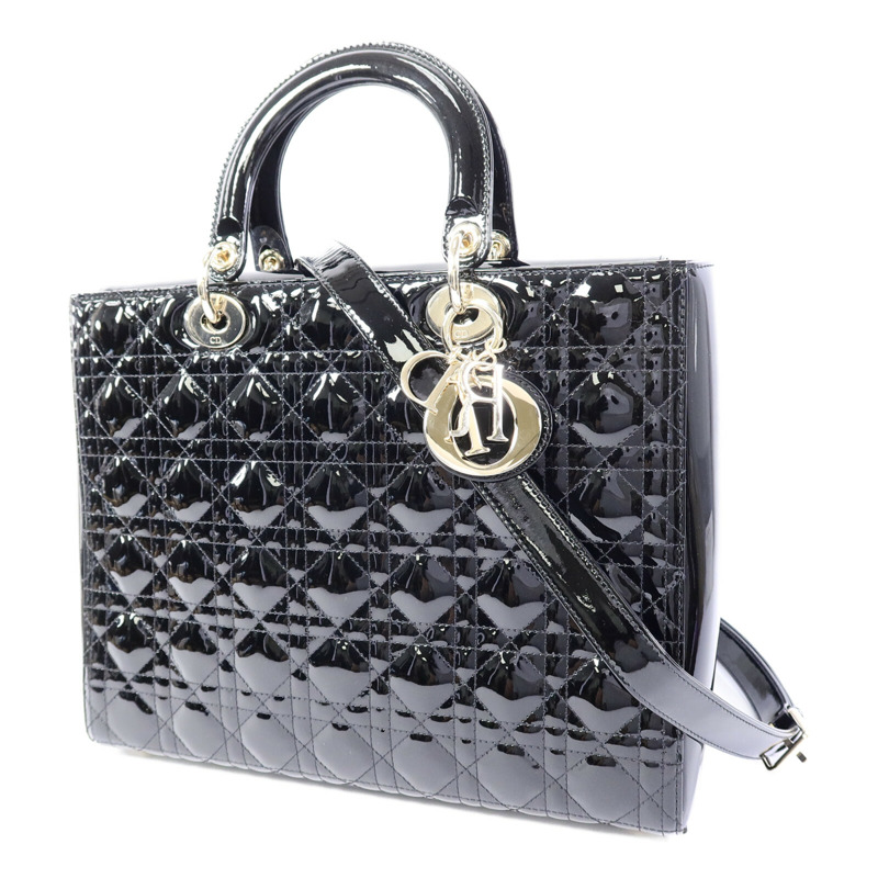 Dior 漆皮皮革Lady Dior Large手挽肩背兩用袋-1