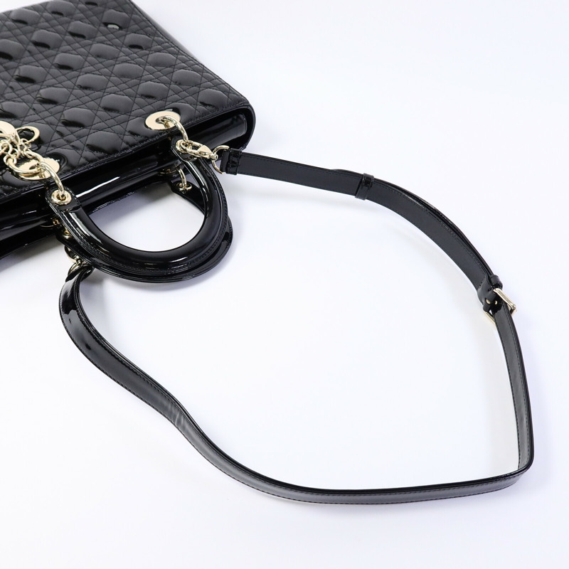Dior 漆皮皮革Lady Dior Large手挽肩背兩用袋-8