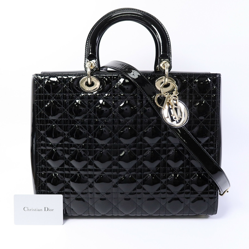 Dior 漆皮皮革Lady Dior Large手挽肩背兩用袋-9
